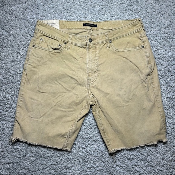 Abercrombie and Fitch Shorts Mens 33 Cut Offs Corduroy Raw Hem Frayed Stretch - Picture 1 of 5
